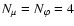 $N_\mu = N_\varphi = 4$