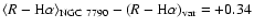 $\langle R-{\rm H}\alpha \rangle_{{\rm NGC~7790}} - (R-{\rm H}\alpha)_{{\rm var}} = {\rm +0.34}$