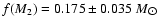 $f(M_2) = 0.175\pm0.035~M_{\hbox{$\odot$ }}$