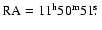 $\rm RA=11^h50^m51\hbox{$.\!\!^{\rm s}$ }$
