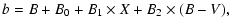 $\displaystyle b = B + B_0 + B_1 \times X + B_2 \times (B-V),$