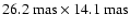 $26.2~{\rm mas}\times14.1~{\rm mas}$