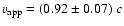 $v_{\rm
app}=(0.92\pm0.07)~c$