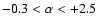 $-0.3<\alpha<+2.5$