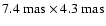 $7.4~{\rm mas}\times4.3~{\rm
mas}$