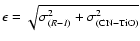 $\epsilon = \sqrt{\sigma^2_{(R-I)}+ \sigma^2_{{\rm (CN-TiO)}}}$