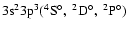 $\rm 3s^23p^3(^4S^{\circ},~^2D^{\circ},
~^2P^{\circ})$