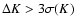 $\Delta K
> 3 \sigma(K)$