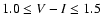 $1.0 \leq V-I \leq 1.5$