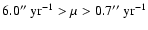 $6.0^{\prime\prime} ~ {\rm yr}^{-1} > \mu>0.7^{\prime\prime}
~ {\rm yr}^{-1}$
