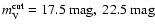 $m_{\rm V}^{\rm
cut}= 17.5~{\rm mag}, ~ 22.5~{\rm mag}$