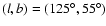 $(l,b)=(125^\circ,
55^\circ)$