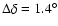 $\Delta \delta =1.4^\circ$