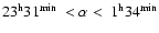 $23^{\rm h}31^{\rm min}~ <
\alpha < ~ 1^{\rm h}34^{\rm min}$