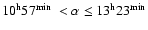 $10^{\rm h}57^{\rm min} ~ < \alpha
\leq 13^{\rm h}23^{\rm min}$