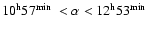 $10^{\rm
h}57^{\rm min} ~ < \alpha < 12^{\rm h}53^{\rm min}$