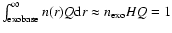 $\int_{\rm exobase}^{\infty} n(r)Q {\rm d}r\approx n_{\rm exo}HQ =1$
