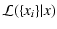 $\displaystyle {\cal L} (\{x_i\}\vert x)$