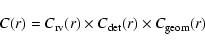 \begin{displaymath}C(r)=C_{\rm rv}(r) \times C_{\rm det}(r) \times C_{\rm geom}(r)
\end{displaymath}