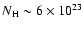 $N_{\rm H}\sim 6\times 10^{23}$