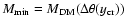 $M_{{\rm min}}=M_{{\rm DM}}(\Delta\theta(y_{{\rm cr}}))$