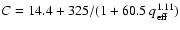 $C=14.4+325/(1+60.5~q_{\rm eff}^{1.11})$
