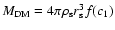$M_{\rm DM}=4\pi\rho_{\rm s}r_{\rm s}^3f(c_1)$