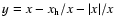 $y=x-x_{\rm h}/x-\vert x\vert/x$