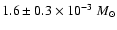 $1.6\pm 0.3\times 10^{-3}~M_\odot$