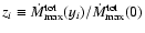 $z_i\equiv\dot{M}_{\rm max}^{\rm tot} (y_i)/\dot{M}_{\rm max}^{\rm tot}
(0)$