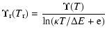 $\displaystyle \Upsilon_{\rm r}(T_{\rm r}) =\frac{\Upsilon(T)}{\ln(\kappa T/\Delta E+{\rm e})}$