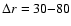 $\Delta r =30{-}80$