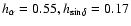 $h_\alpha =0.55,h_{\sin \delta }=0.17$