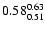 $\rm0.58_{0.51}^{0.63}$