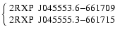 $\left\{ \begin{array}{l} {\rm 2RXP ~~J045553.6{-}661709} \\ {\rm 2RXP ~~J045555.3{-}661715} \end{array} \right. $