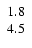 $\left. \begin{array}{c} 1.8 \\ 4.5 \end{array} \right. $