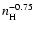 $n_{\rm H}^{-0.75}$