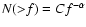 $N({>}f)=C f^{-\alpha}$