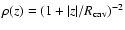 $\rho(z) = (1 + \vert z\vert/R_{{\rm cav}})^{-2}$