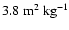 $3.8~{\rm m^{2}~kg^{-1}}$