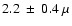 $2.2~\pm~0.4~\mu$