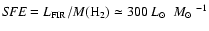 $\mbox{\it SFE} = L_{\rm FIR}/M(\mbox{H}_2) \simeq 300~\mbox{$L_{\odot}$ }~\mbox{$M_{\odot}$ }^{-1}$