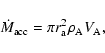 \begin{displaymath}\dot M_{\rm acc} = \pi r_{\rm a}^2 \rho_{\rm A} V_{\rm A},
\end{displaymath}