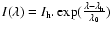 $ I(\lambda)=I _{\rm h}.\exp( \frac{ \lambda -\lambda _{\rm h} }{ \lambda
_{0} } )$