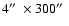 $4\hbox{$^{\prime\prime}$ }\times300\hbox{$^{\prime\prime}$ }$