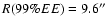 $R(99\%EE)=9.6\hbox{$^{\prime\prime}$ }$