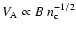 $V_{\rm A} \propto B~n_{\rm c}^{-1/2}$