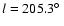 $l=205.3\hbox{$^\circ$ }$