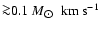 ${\ga} 0.1\ {M_{\hbox{$\odot$ }}~\rm km~s^{-1}}$