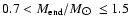 $0.7 <
M_{\rm end}/{M_{\hbox{$\odot$ }}} \le 1.5$